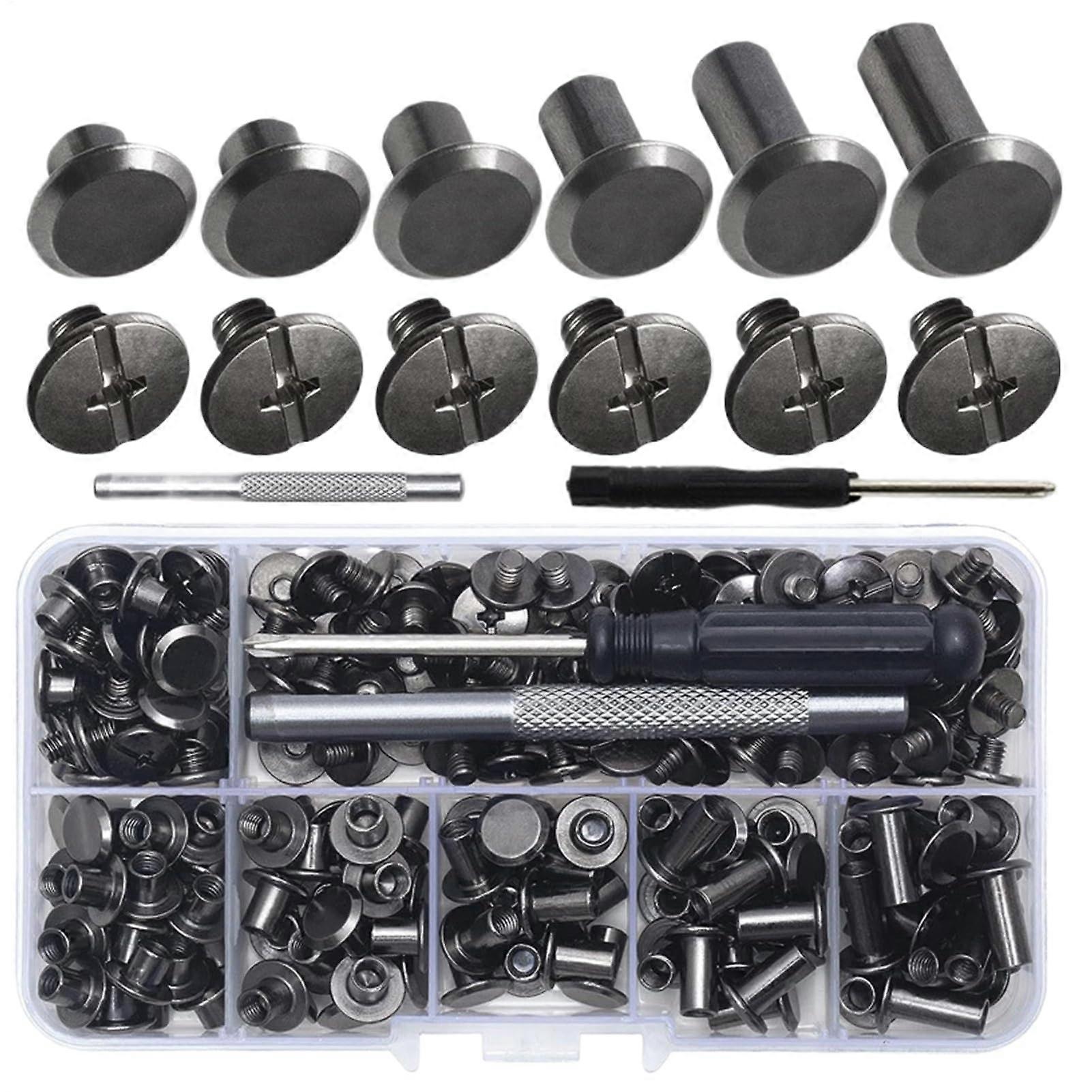 Chicago Screws - 3/8 Inch, Gray Color, Compatible with Craft Repairs and Decorative Projects