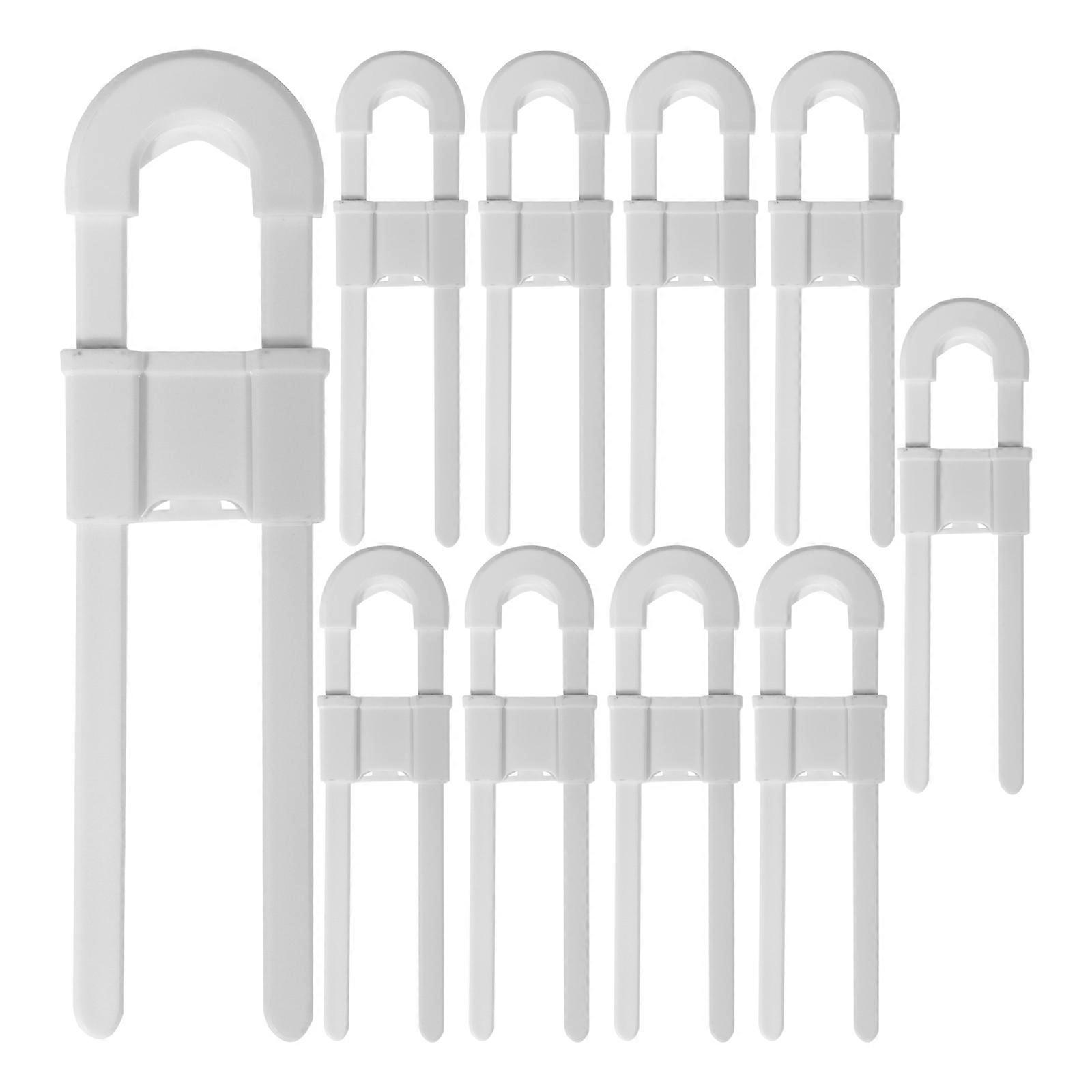 U-Shaped Cabinet Furniture Locks Child Safety Cabinet Locks for Doors Knobs and Handles ABS Material Easy to Install 10Pcs