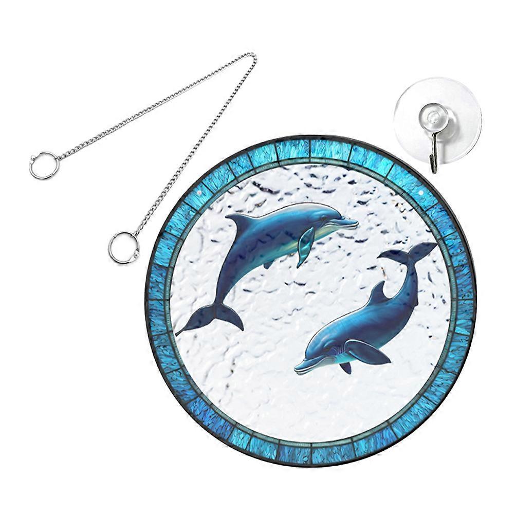 Suncatcher Ornament Dolphin Model Window Decoration Homeowners Artistic Design Multi-Colored 30.00X30.00X0.30cm Light Catching 1 Set