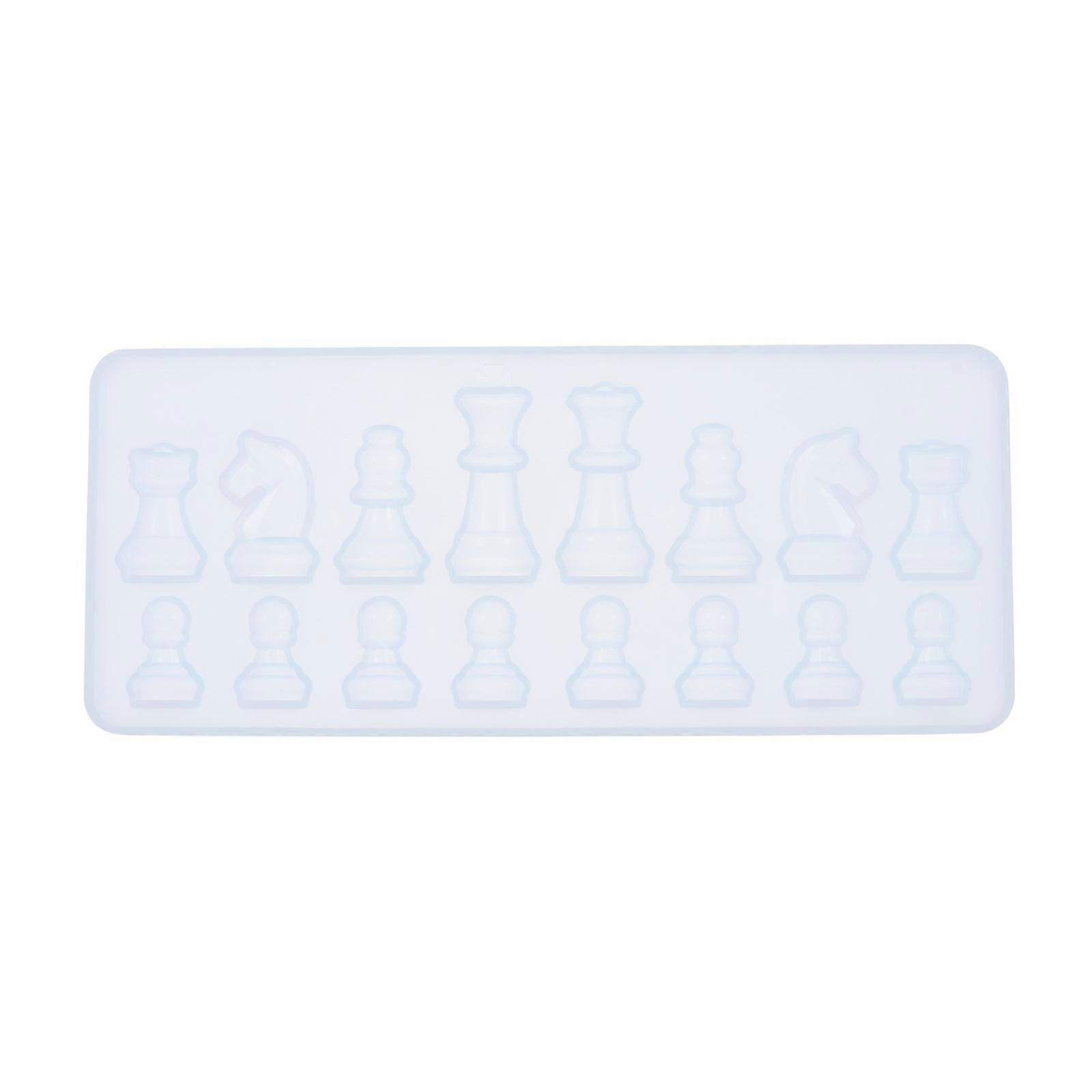 Chess Board Chess Piece Mold Transparent Silicone Modeling Tool Diy Projects 20x8.5cm 1Set