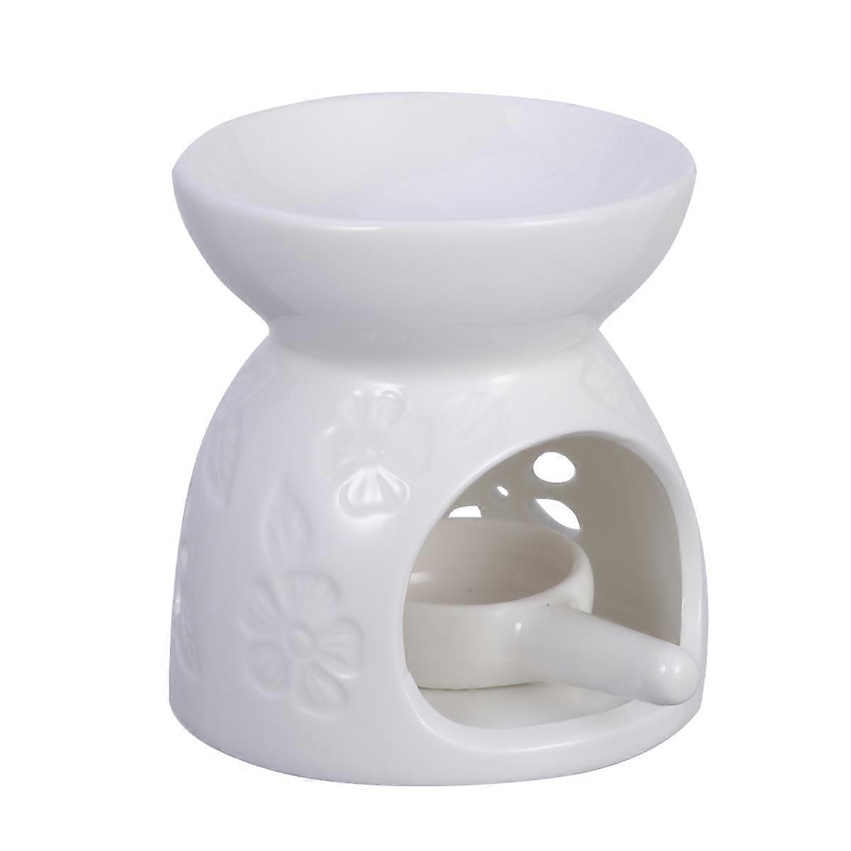 Aromatherapy Lamp Ceramic Essential Oil Diffuser Incense Burning For Study Square White 3.7x3.7x3.7in 1Pack