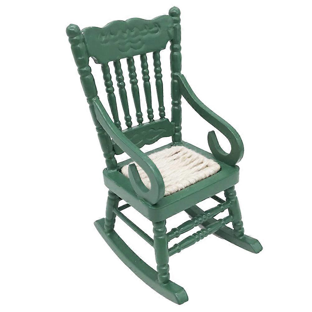 Miniature House Accessories Mini Weaving Rocking Chair Green Portable Decorative Dollhouse Ornament 1Set