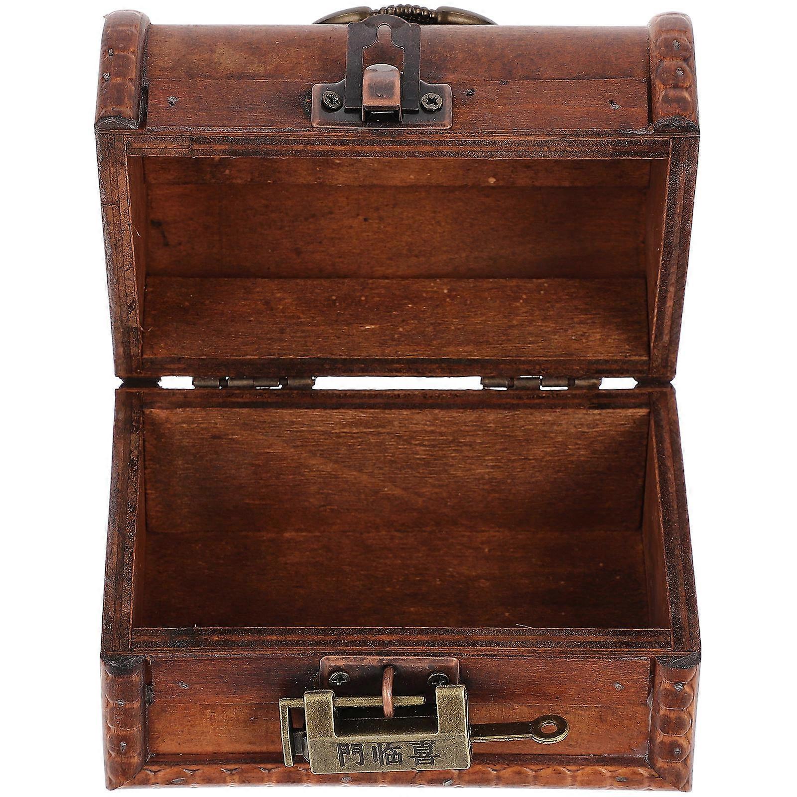 Retro Wooden Jewelry Storage Case with Trinket Organizer for Photos, Letters, and Decorative Display in Rustic Style