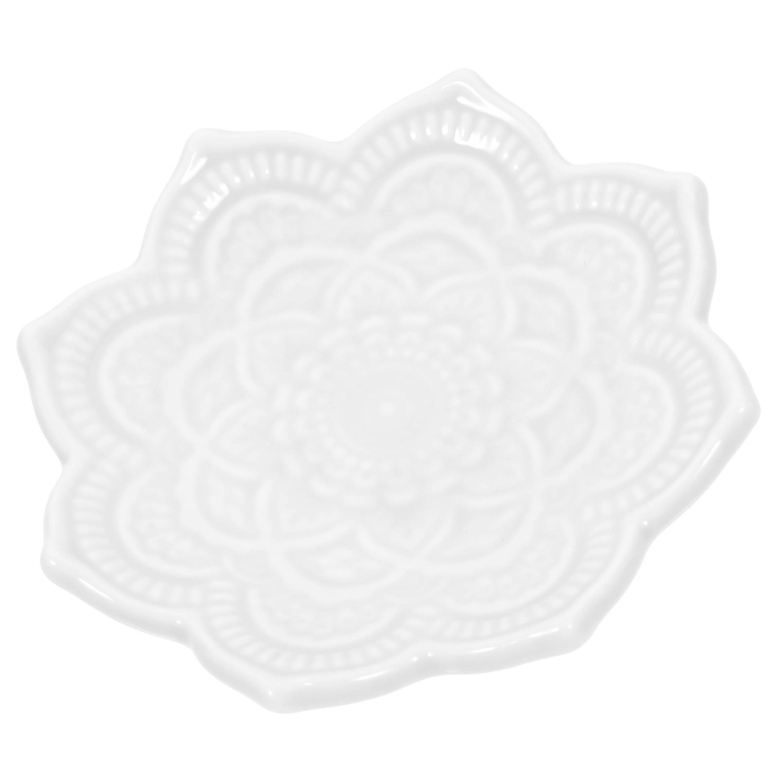 תכשיטים ארגונית צלחת מנדלה צורת פרח תכשיט צלחת טבעת צלחת תפאורה לבית 10x10x2 ס"מ לבן קרמיקה 1 סט