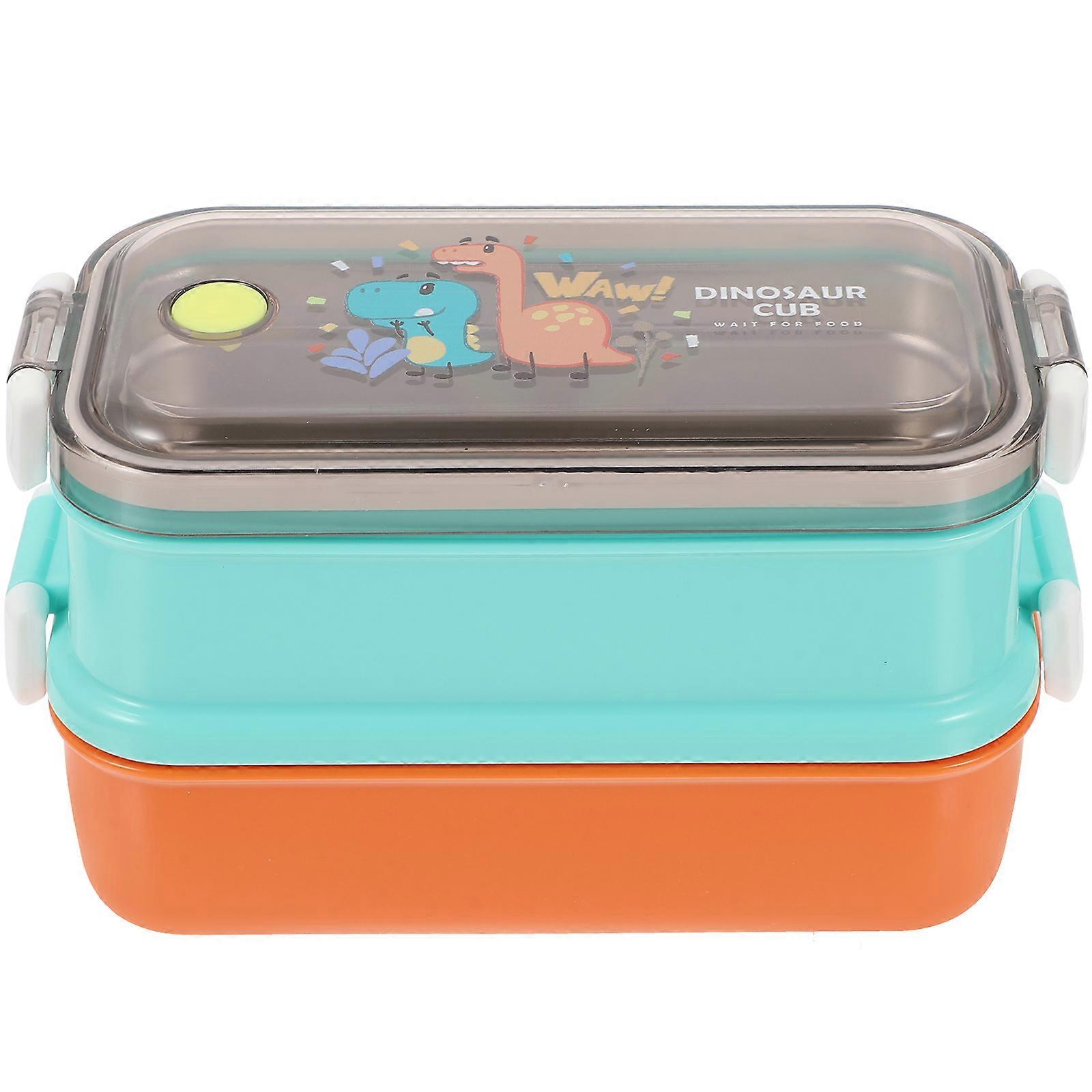 Practical Lunch Box Bento Stainless Steel Double Layer Design Kids Home Use 1Set