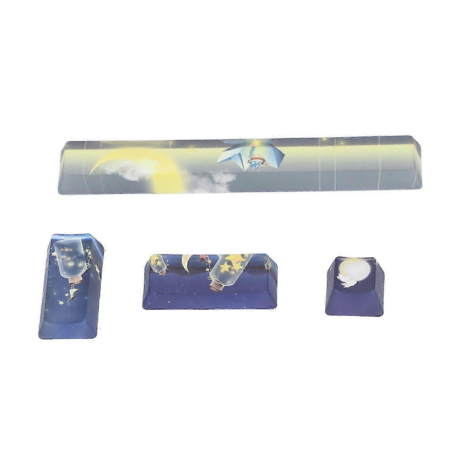 4pcs Custom Keycaps Bright Colors Interesting Patterns DIY Replacement Parts for Mechanical Keyboards