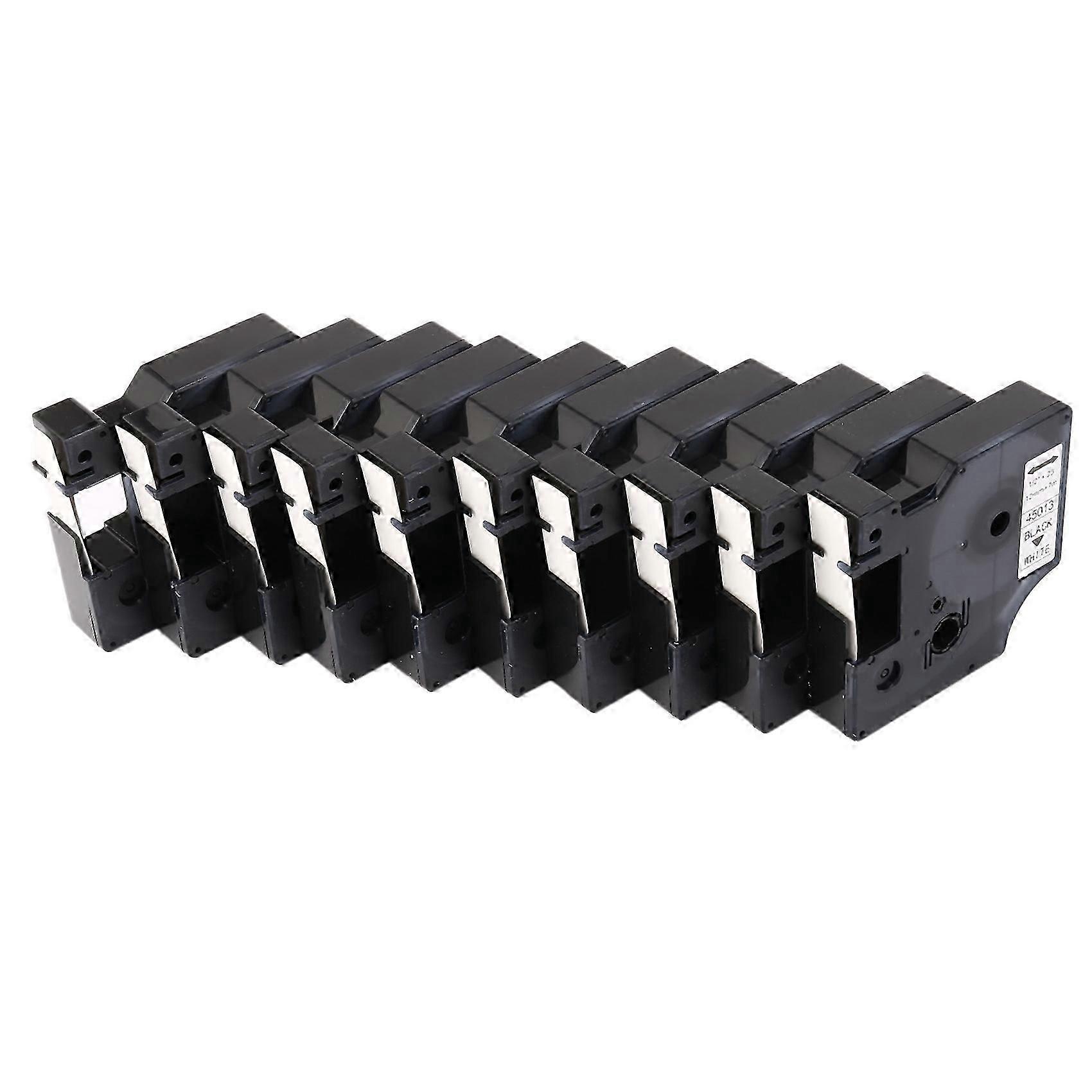 10Pcs Compatible for D1 Label Maker/Tape 45013 Black on White Label Ribbons Compatible for Label Ma