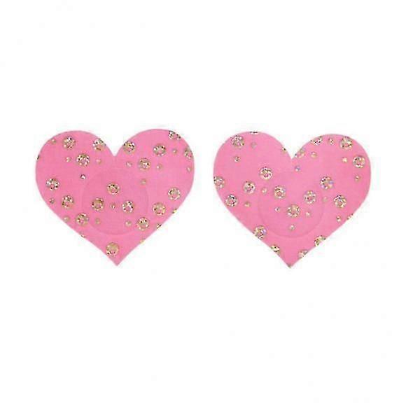 7xNew Ladies Charming Heart-Shaped Sexy Breast Sticker Disposable Nipple Cover w/Sequins Pink