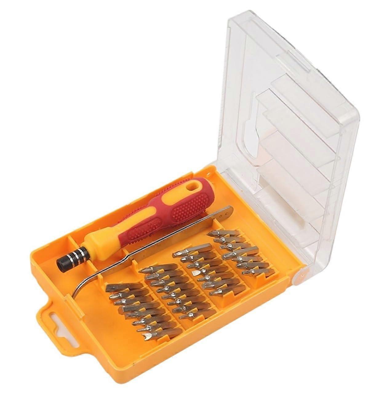 Toolbox 32piece screwdriver set, Functional disassembly, Precision repair tools with box Repair at home 32pcs Yellow