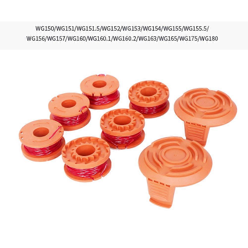 Strimmer Spool Replacement Line For String Trimmer Outdoor Garden Maintenance Orange Color 5.7x5.7x3.2cm Easy to Use and Install 8Pcs