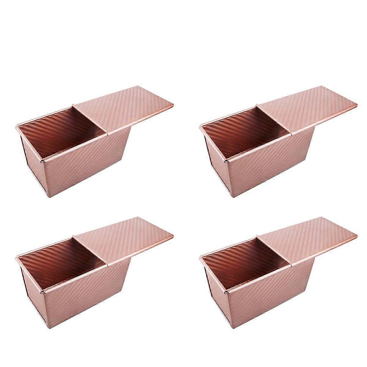4X Baking Pullman Loaf Pan with Cover,Bread Pan with Lid,Nonstick Rectangle Corrugated Toast Box for
