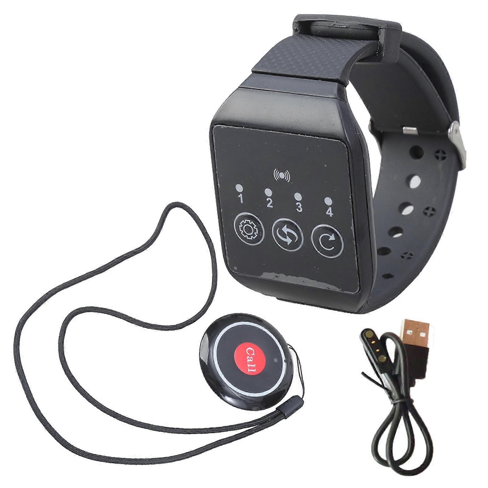 Multifuntional Wireless Call System Emergency Button Watch Assistance Pager Emergency Alert Watch for Care Providers