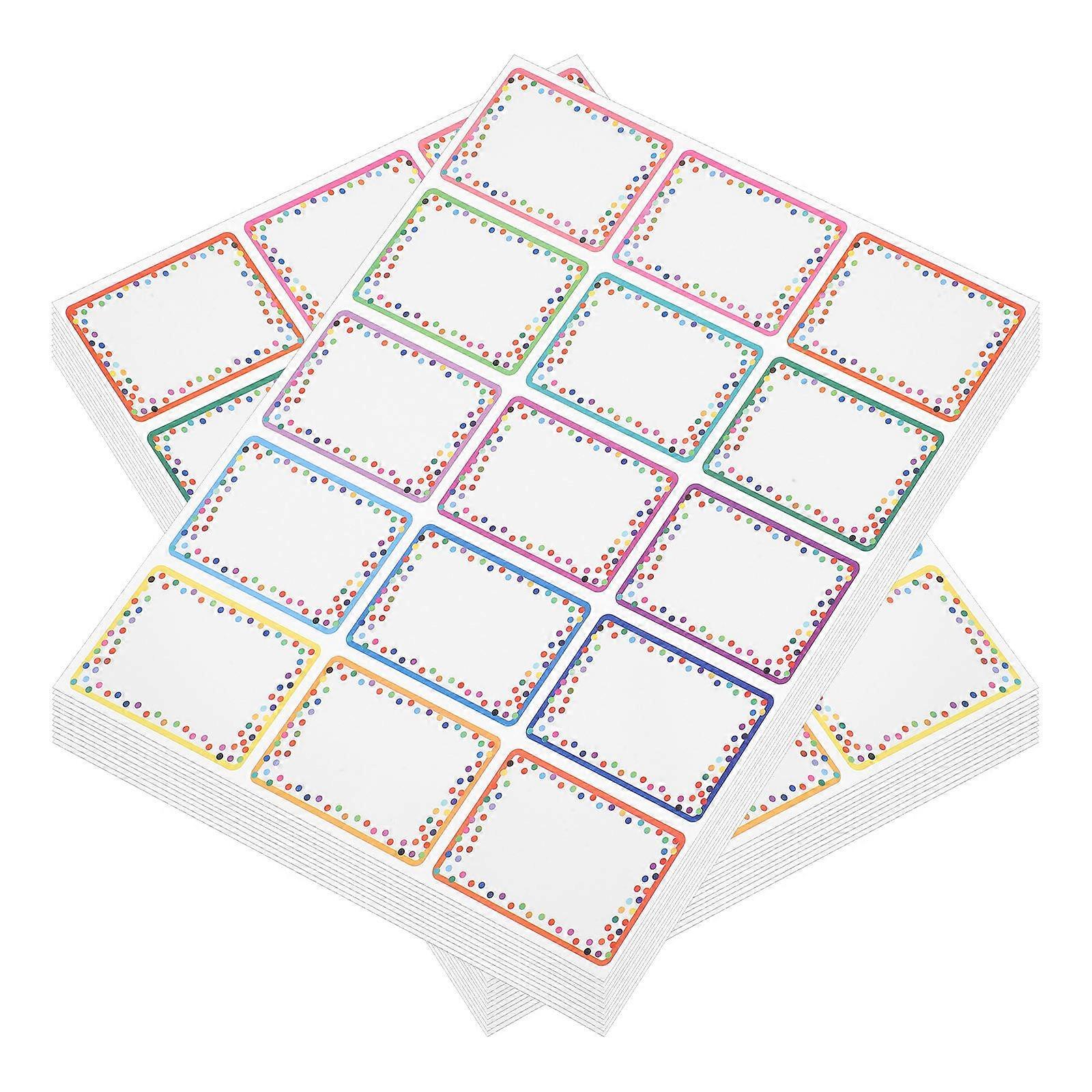 Blank Stickers Name Tag Stickers Classifying Multi Colored Borders White Writing Area Rectangular Simple Design 345Set