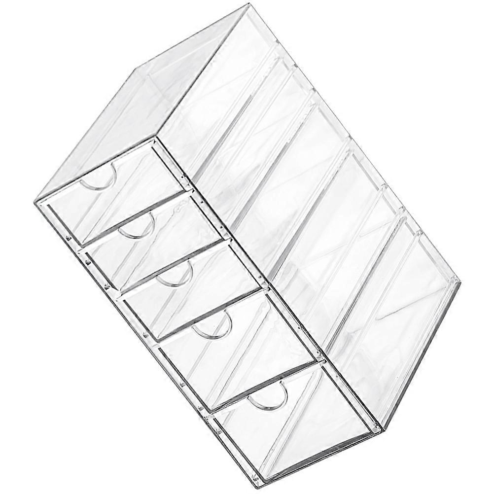 Desktop Drawer Plastic Storage Box Transparent Design Tabletop Storage 25.00X17.50X10.40CM Multi Layer Storage 1Set