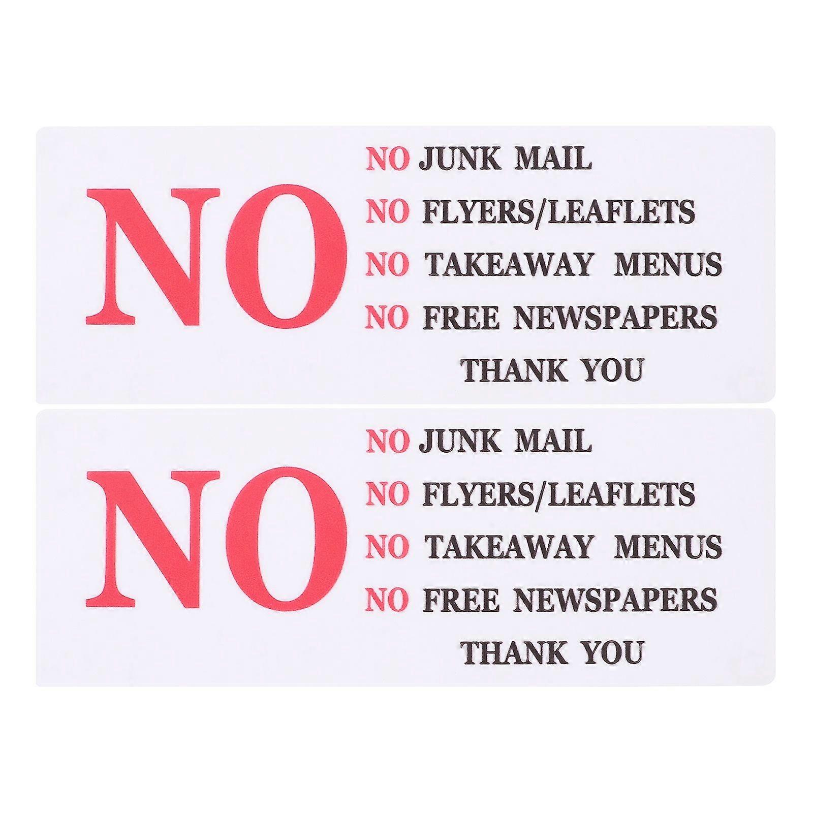 2pcs No Junk Mail Sticker For Mailbox Durable Outdoor Decal Message Mailbox Sign For Home And Business No Flyers Sticker
