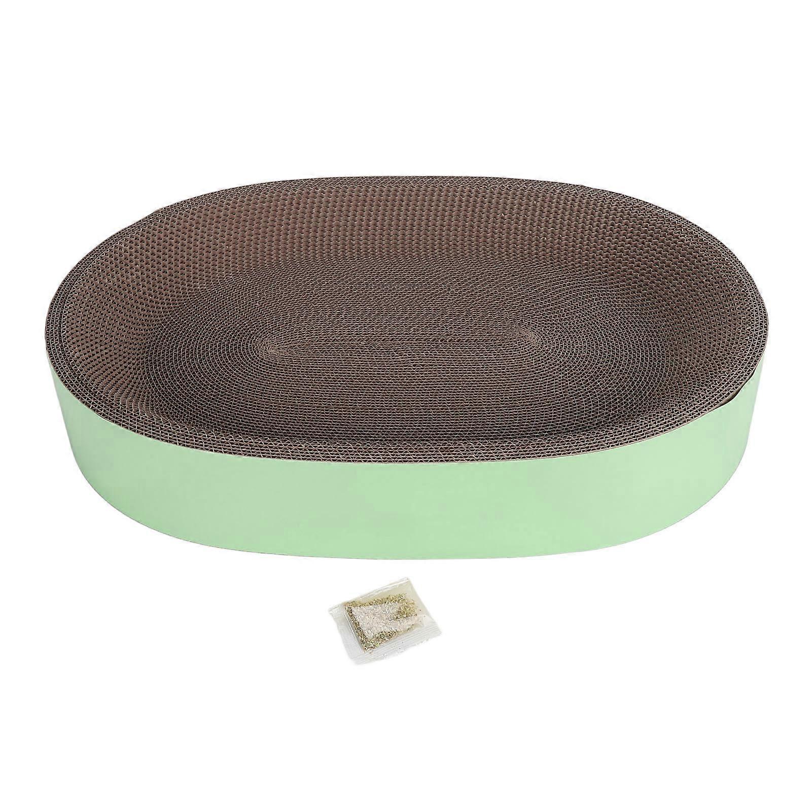 Cat Scratcher Bed Oval Corrugated Paper Cat Scratch Board Nest Scratching Basin for Claw Grinding Furniture Protection Green