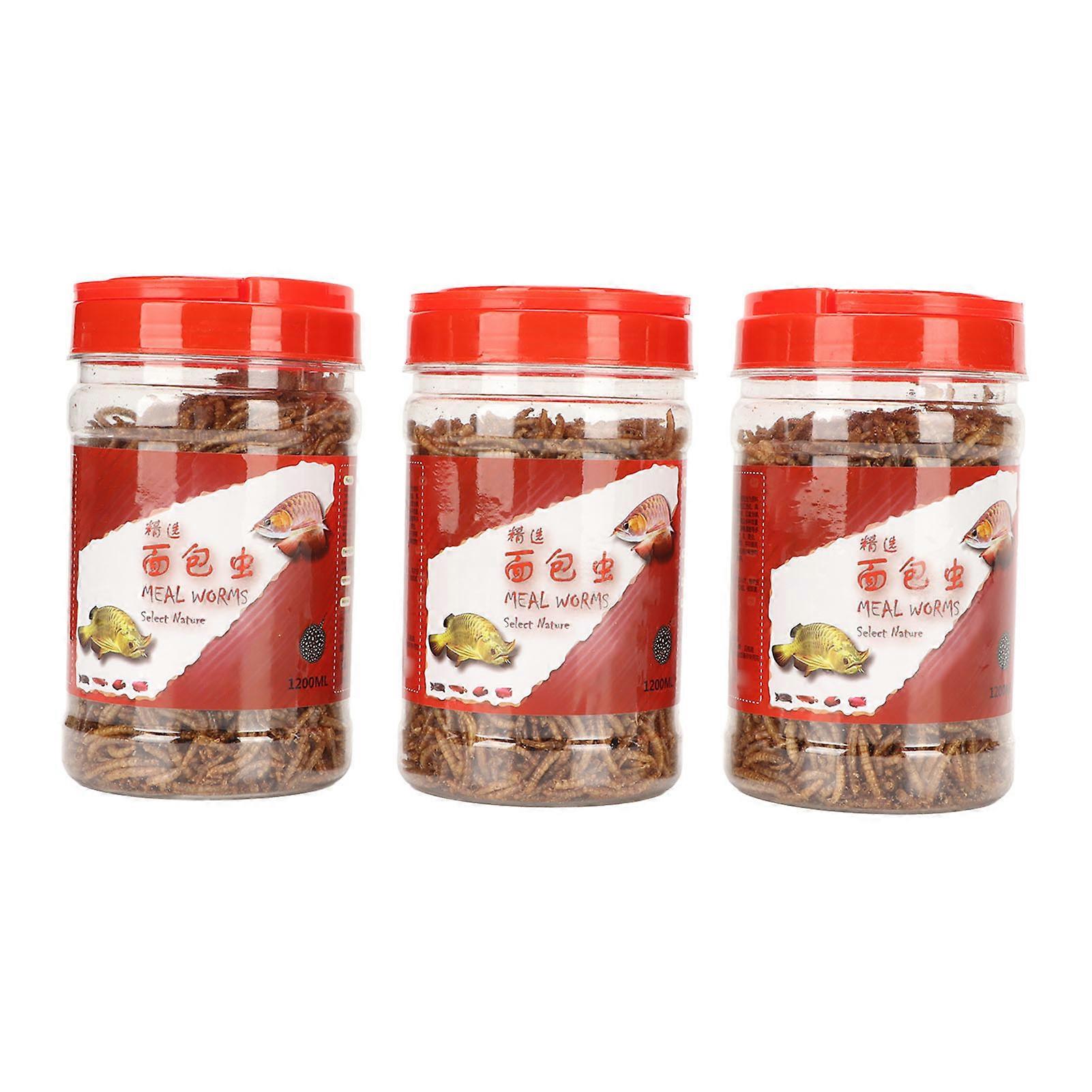 3 Bottles Dried Mealworms High Protein Micronutrients Boost Immunity Pet Mealworms for Fish Birds Reptiles Hamsters