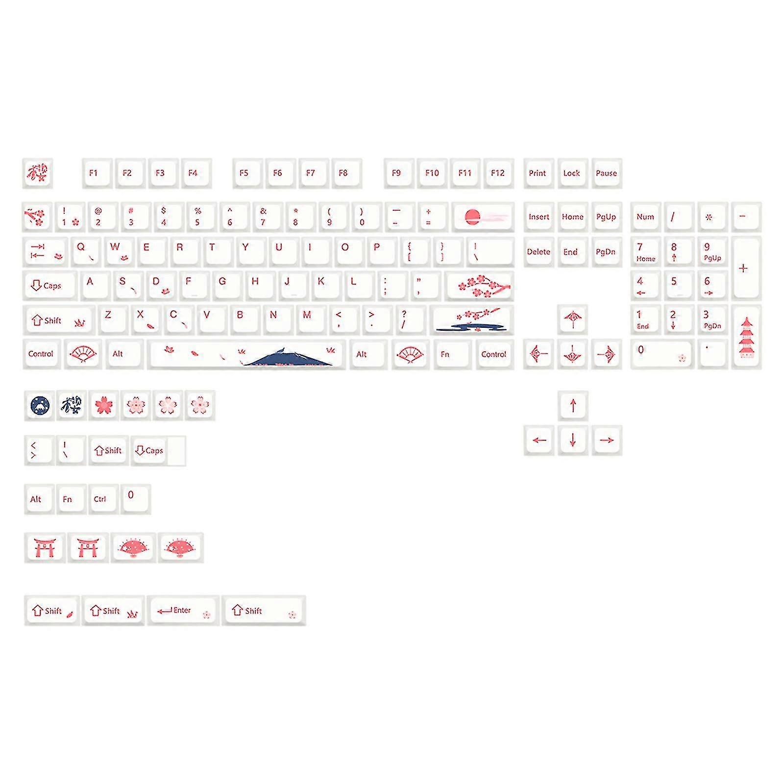 Sublimation PBT Keycaps in Cherry Blossom Design Compatible With MX Switch Mechanical Keyboards