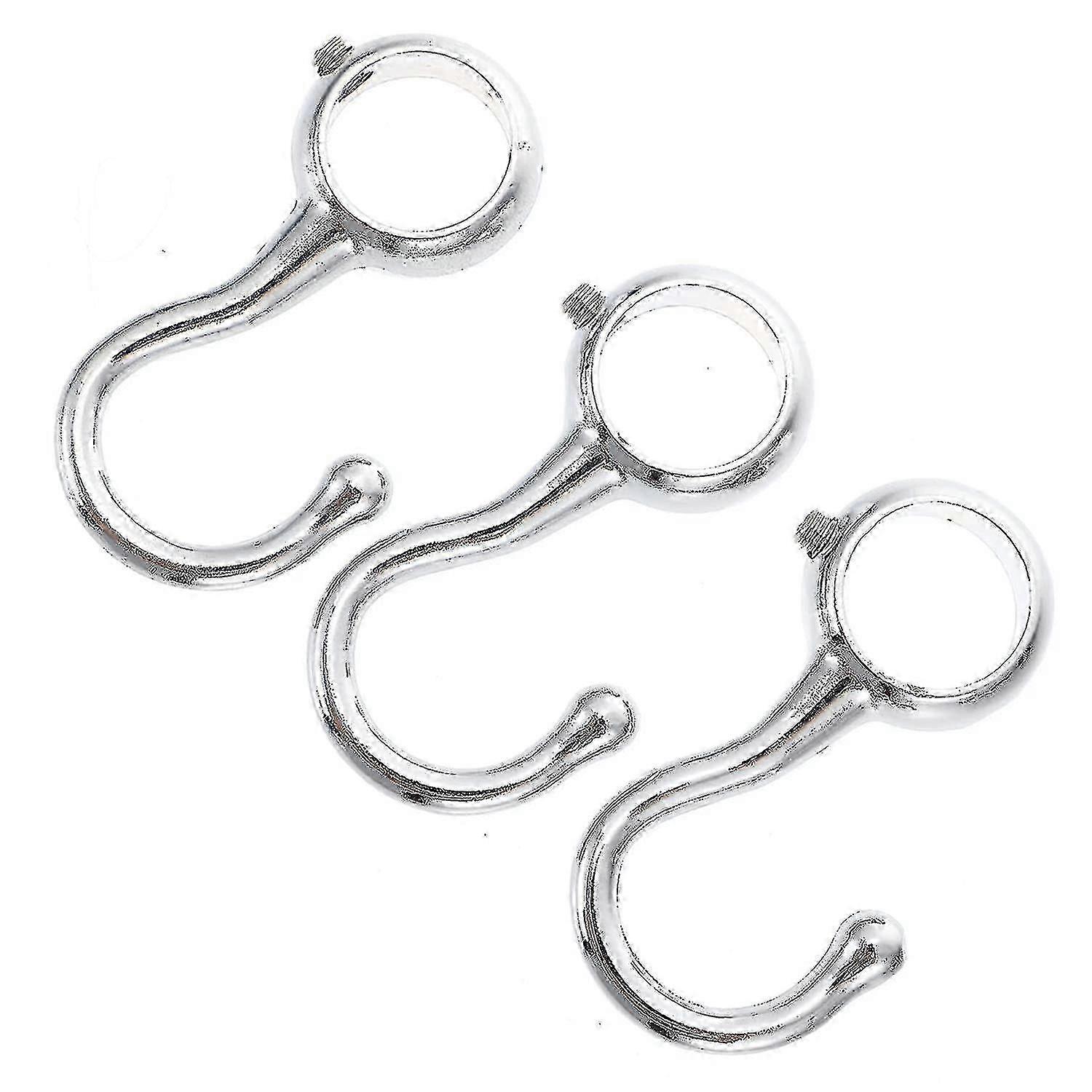 Windproof Household Coat Hangers & Laundry Bag Hooks (Silver) - 3 Pieces