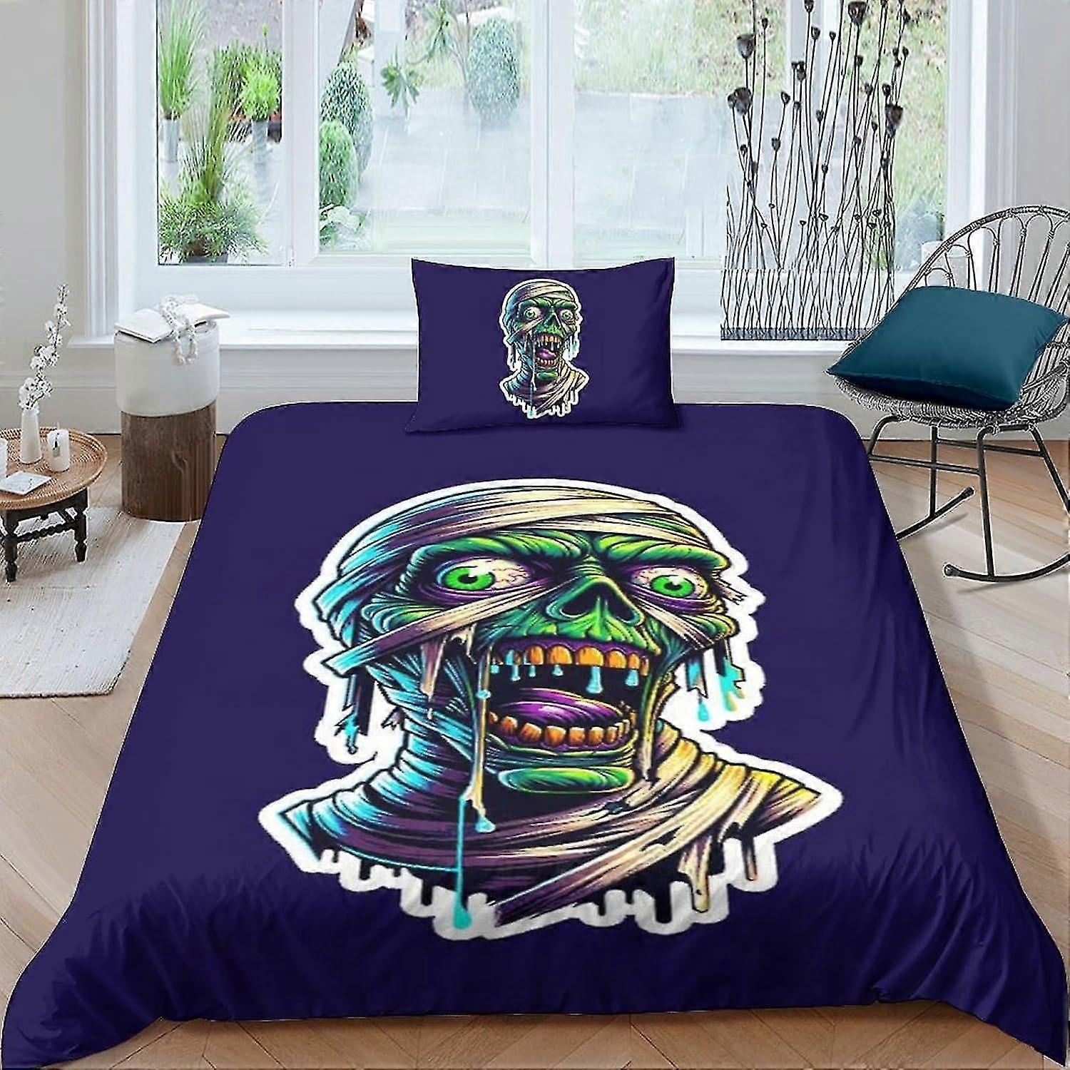 Zachte microvezel skelet bedrukte beddengoedset met ritssluiting voor eenpersoonsbed