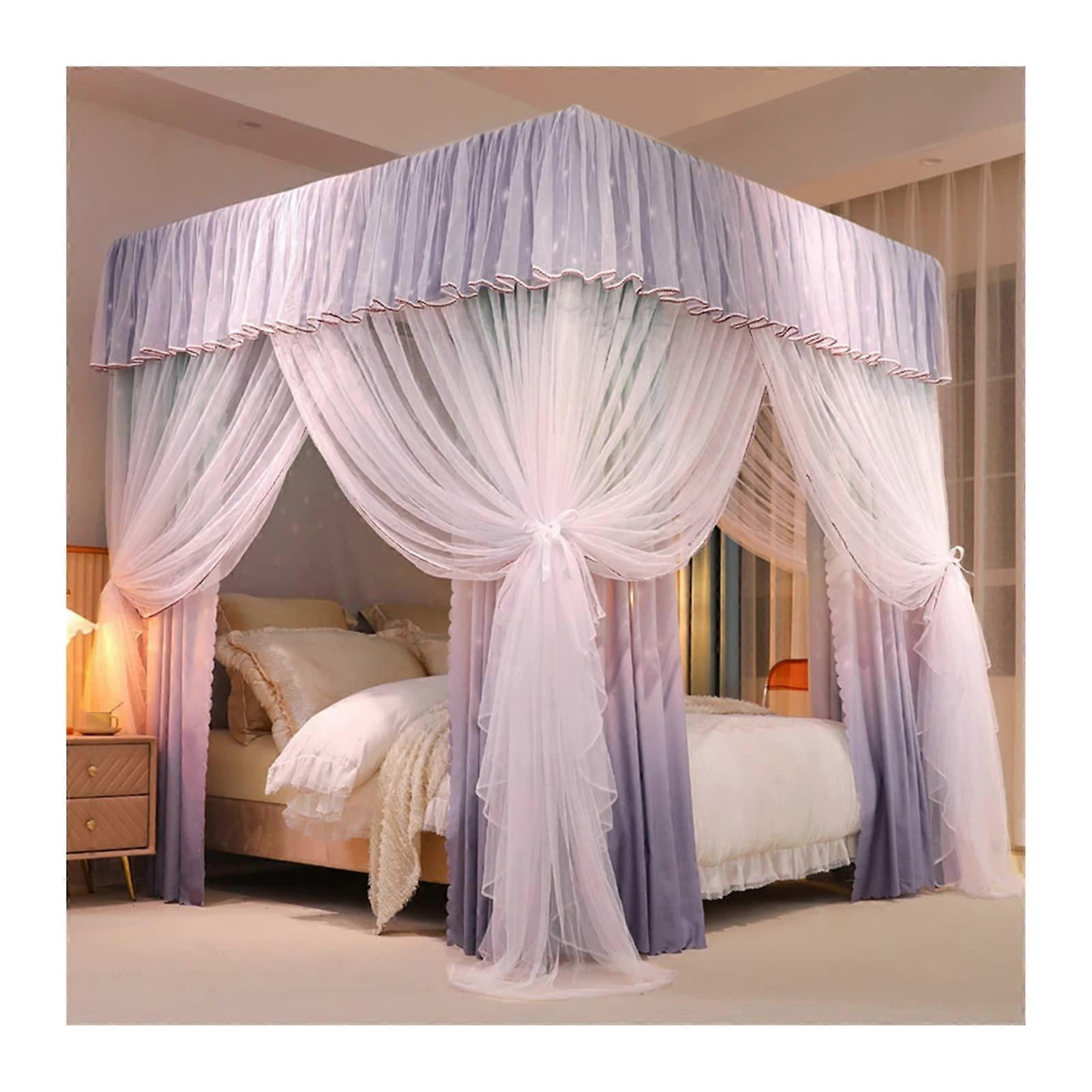 Bed Canopy Mosquito Nets for Bedroom, Floor to Ceiling Blackout Curtains for Girls Room, 200x220x200cm Princess Style