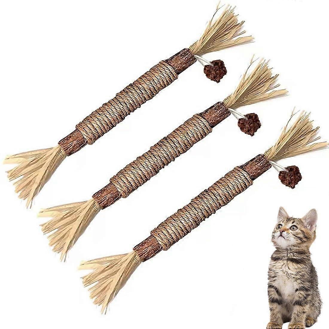 Catnip Sticks Pack Of 3 For Indoor Cats, Paw Fun Teeth Cleaning Nibble Rods, Dental Chew Sticks For Cats, Tartar Control