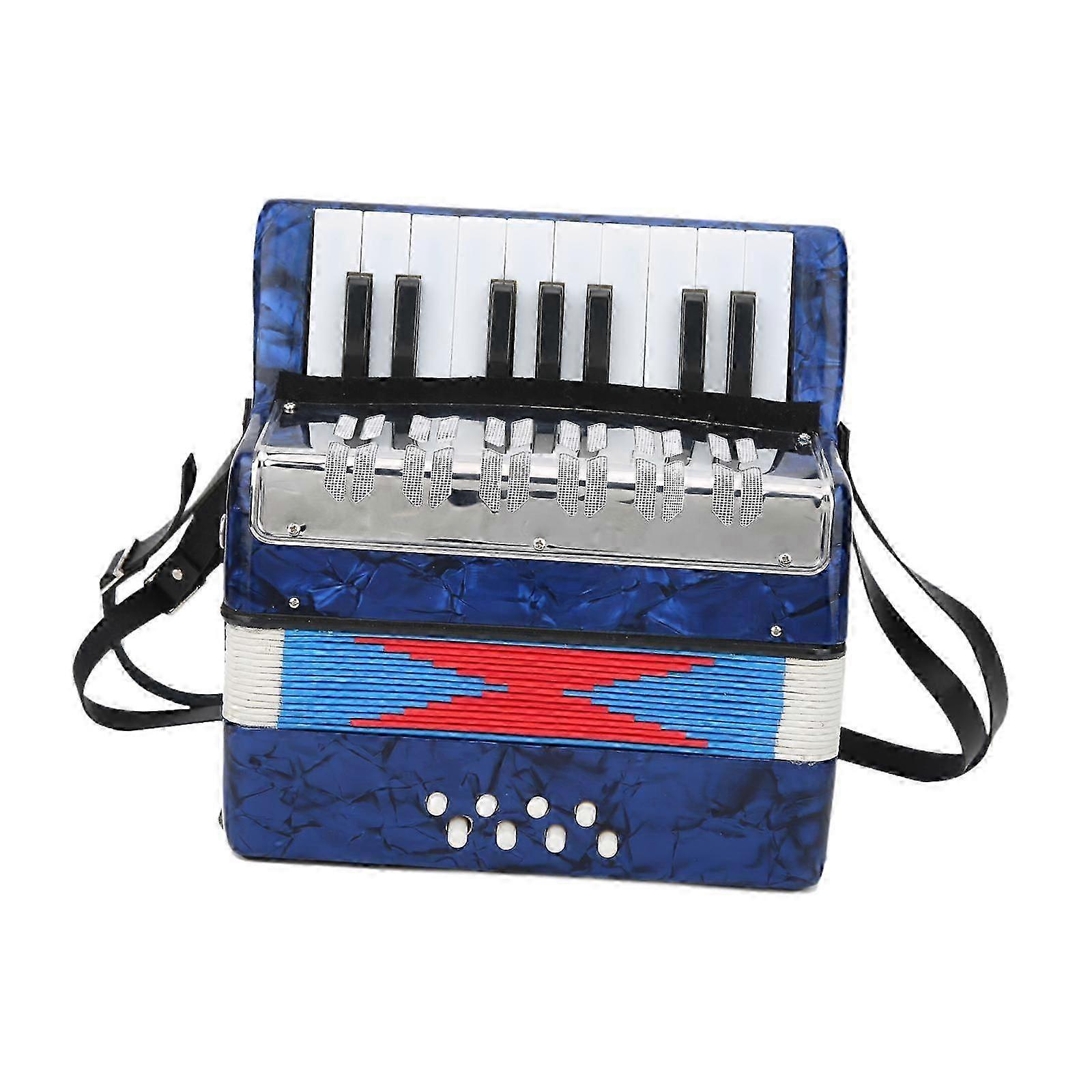 17 Keys 8 Bass Piano Accordion Suitable for Music Enthusiasts Beginners in Blue Color