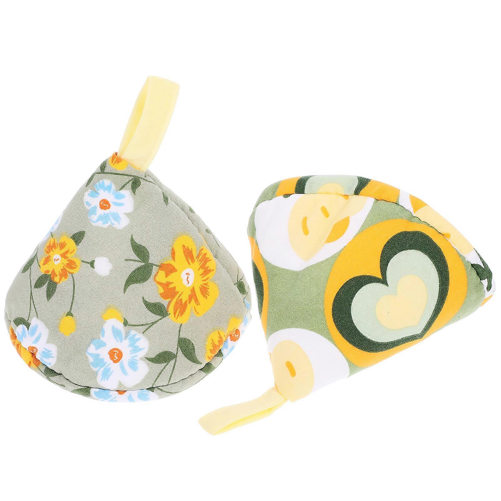 Heat Resistant Pot Lid Knob Cover Set – Flower Pattern Handle Protector for Safe Kitchen Microwave Cooking
