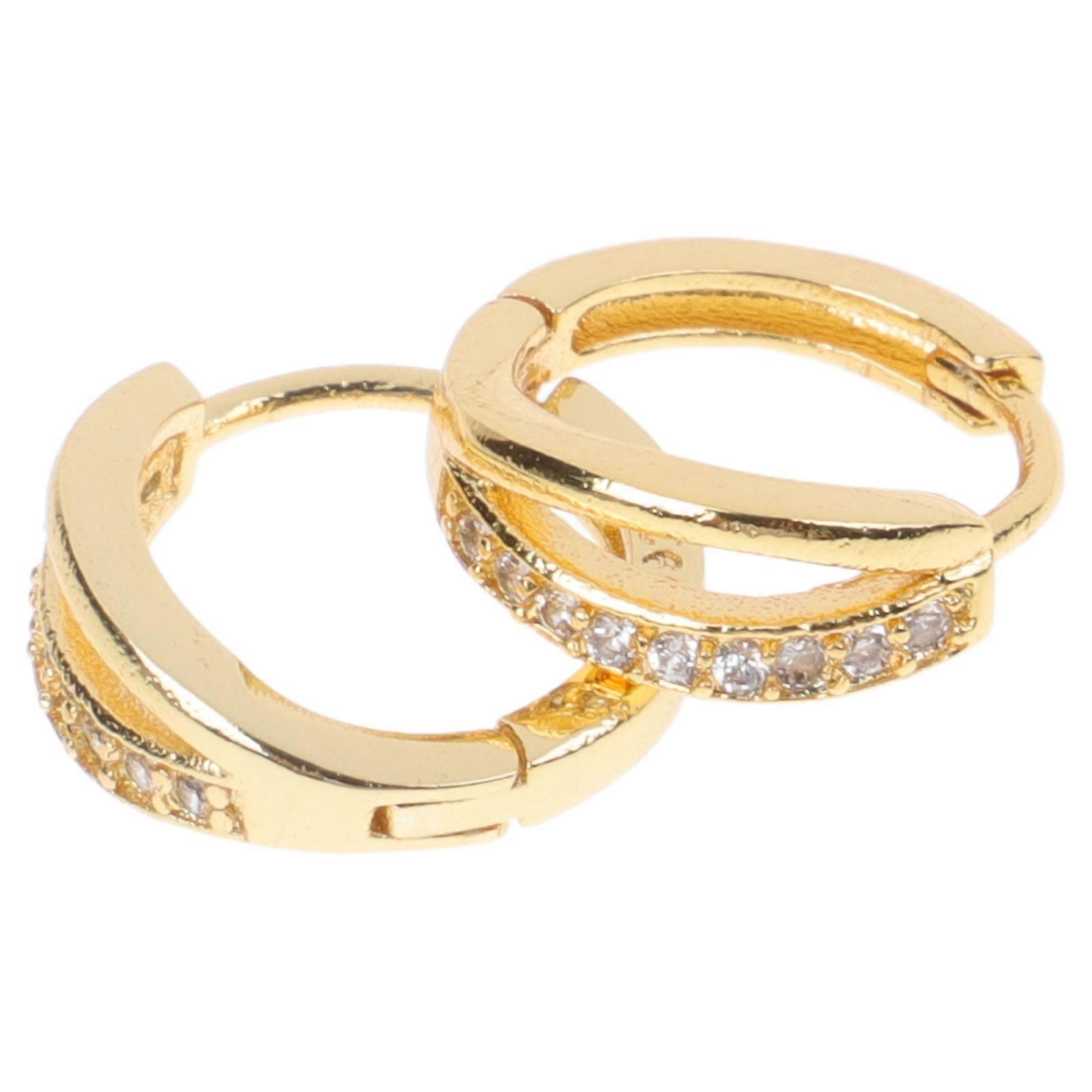 Double Hoops Earrings for Women – Minimalist Circular Rhinestone Ear Drops, Elegant Fashion Accessories for Festivals & Daily Wear