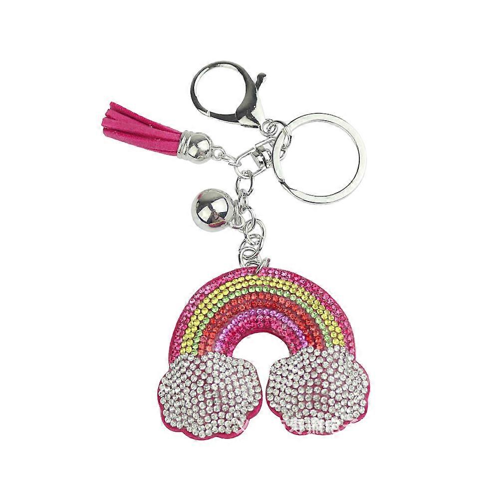 ファッションキーホルダーカラフルな虹の形をした雲の形をしたチャーム女性のバッグアクセサリーと車の装飾6.6 * 5.1cm 1パック