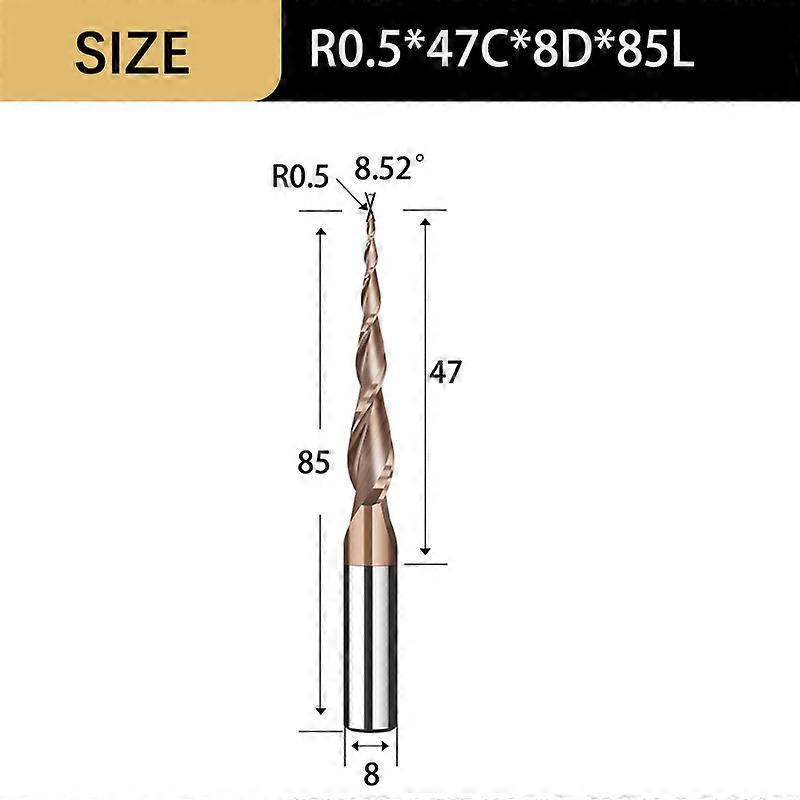 2 Flutes Carbide Spiral Tapered Ball Nose End Mill 4 6 8mm Shank Router Bit Woodworking CNC 3D Carving Bits Wood Milling Cutter