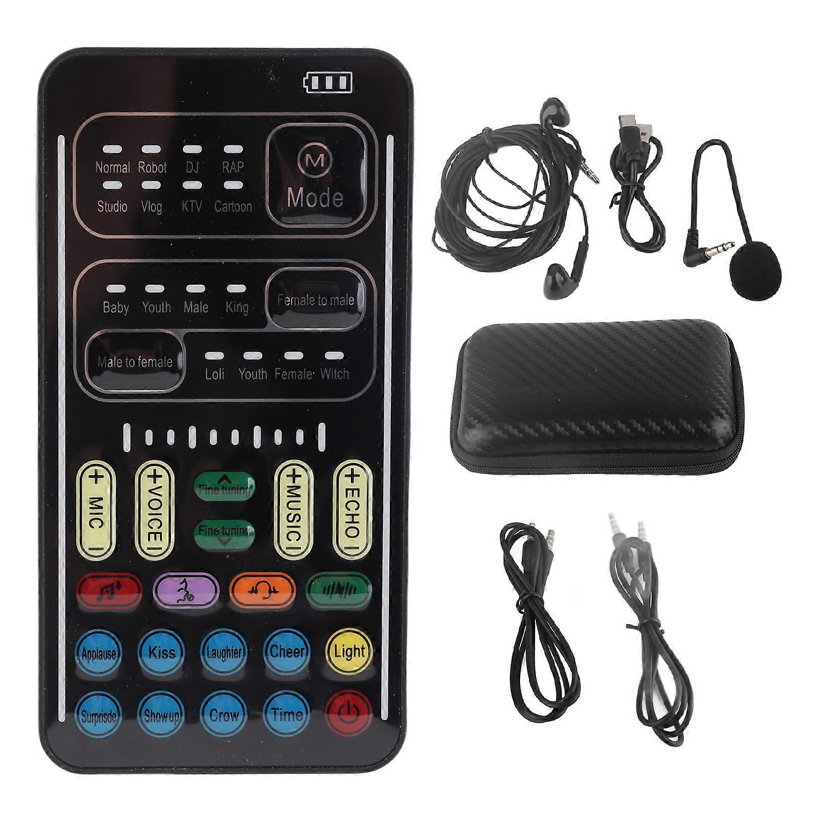 I9 Voice Changer Set Multifunction Portable Mini Sound Card for Game Anchor Recording Computer