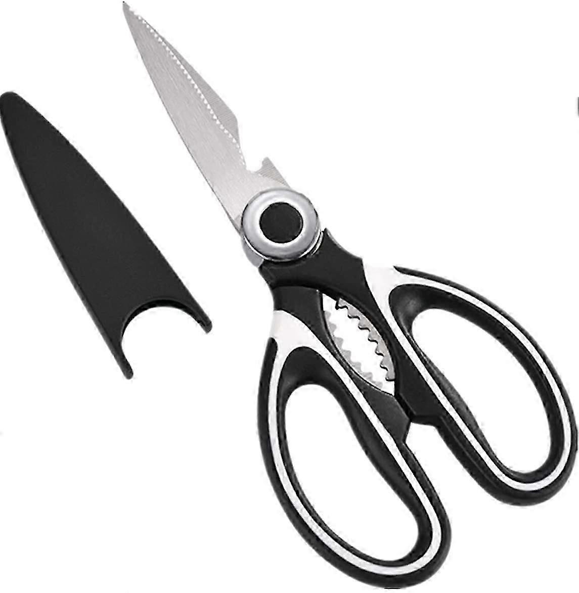 Heavy Duty Stainless Steel Kitchen Scissors with Cover - Sharp Blades for Left & Right Hand Use, Ideal for Cooking