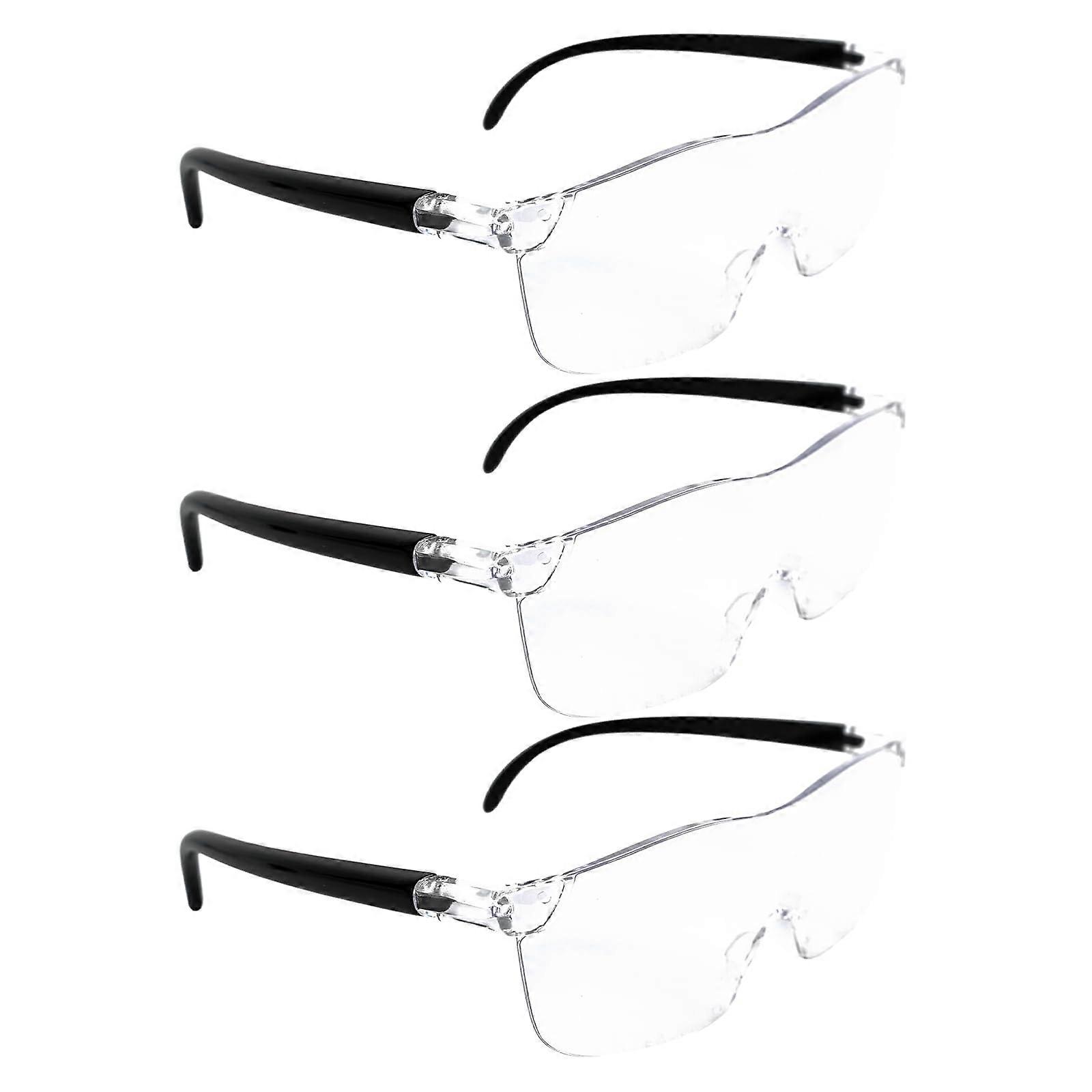 Pack of 3 300% Magnifying Glasses for Reading, Anti-Blue Light, PC Material, Compatible with Glasses Wearers