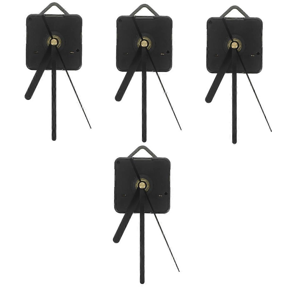 4 Sets Quartz Clock Movement Kit with Hands Numbers Pendulum Battery Operated for Wall Clocks Black Plastic