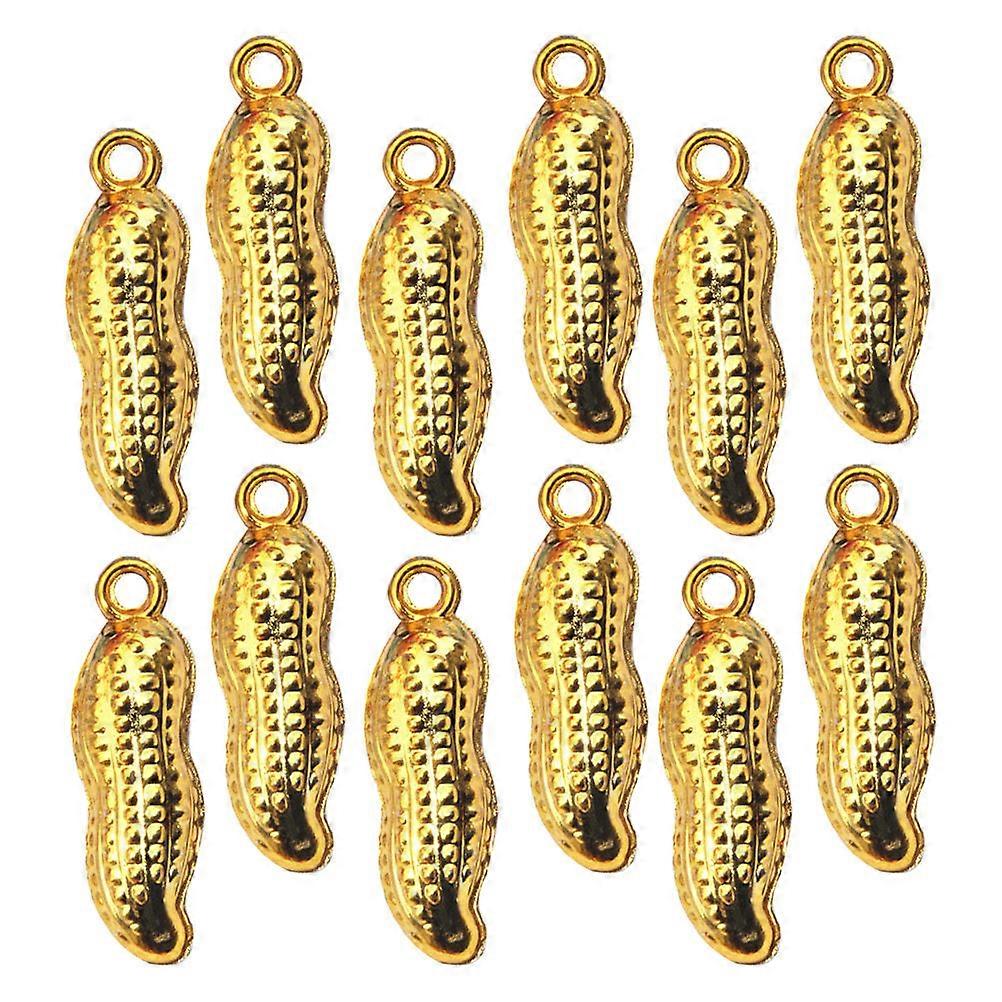 Golden Simulation Peanut Charms for Decoration Plastic Gilding Mini 50 Pieces