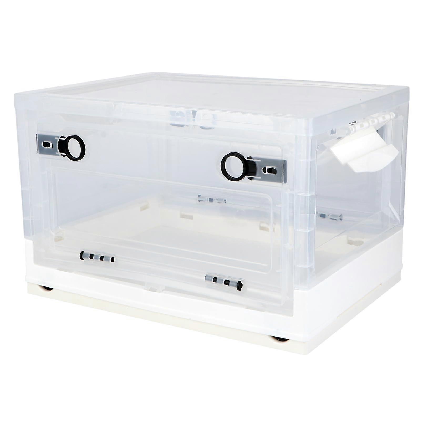 Foldable stackable storage containers, versatile boxes for home, office, durable, spacesaving, white, 42X29CM