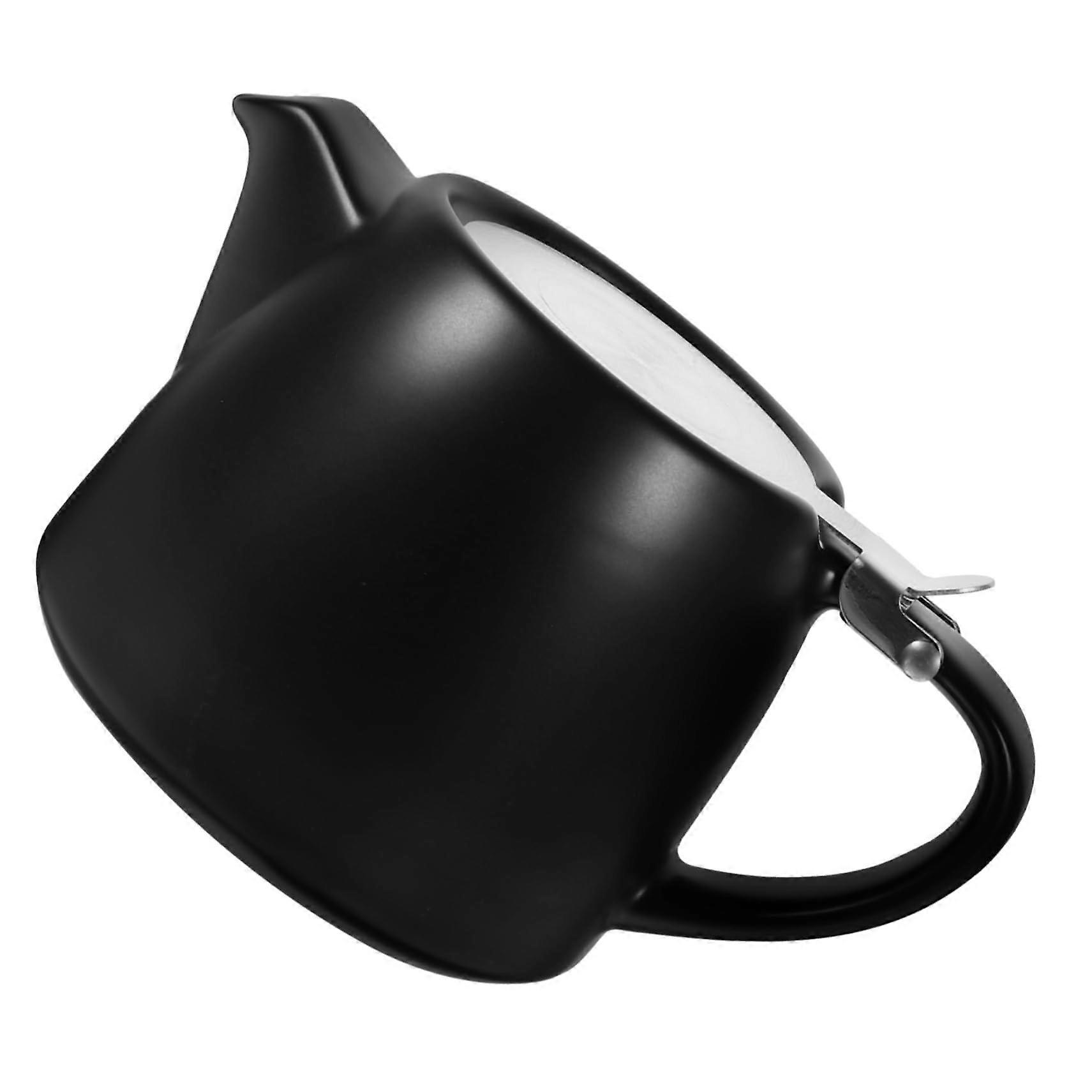 Safe, stable, made of ceramic with metal strainer for loose tea, simple appearance for the home office, black.
