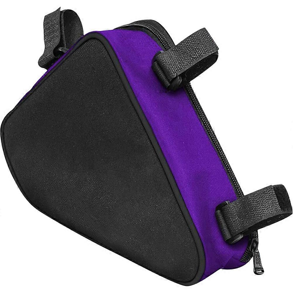 Bike Frame Bag Triangle Pouch for Bicycle Front Storage Tools Phone Easy Installation Deep Purple