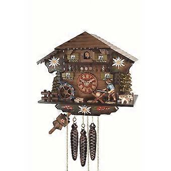 Engstler - 4008_M - Kuckucksuhr - 1-Tag-Kettenzugwerk - Nussbaum - mit Musik - 23 cm