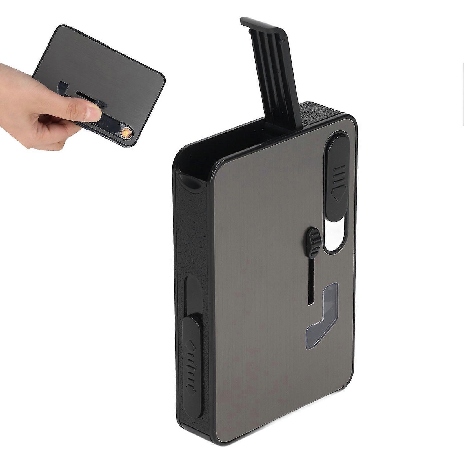 Cigarette Case with Lighter USB Rechargeable Replaceable Cigarette Lighting Wire Black Cigarette Holder 