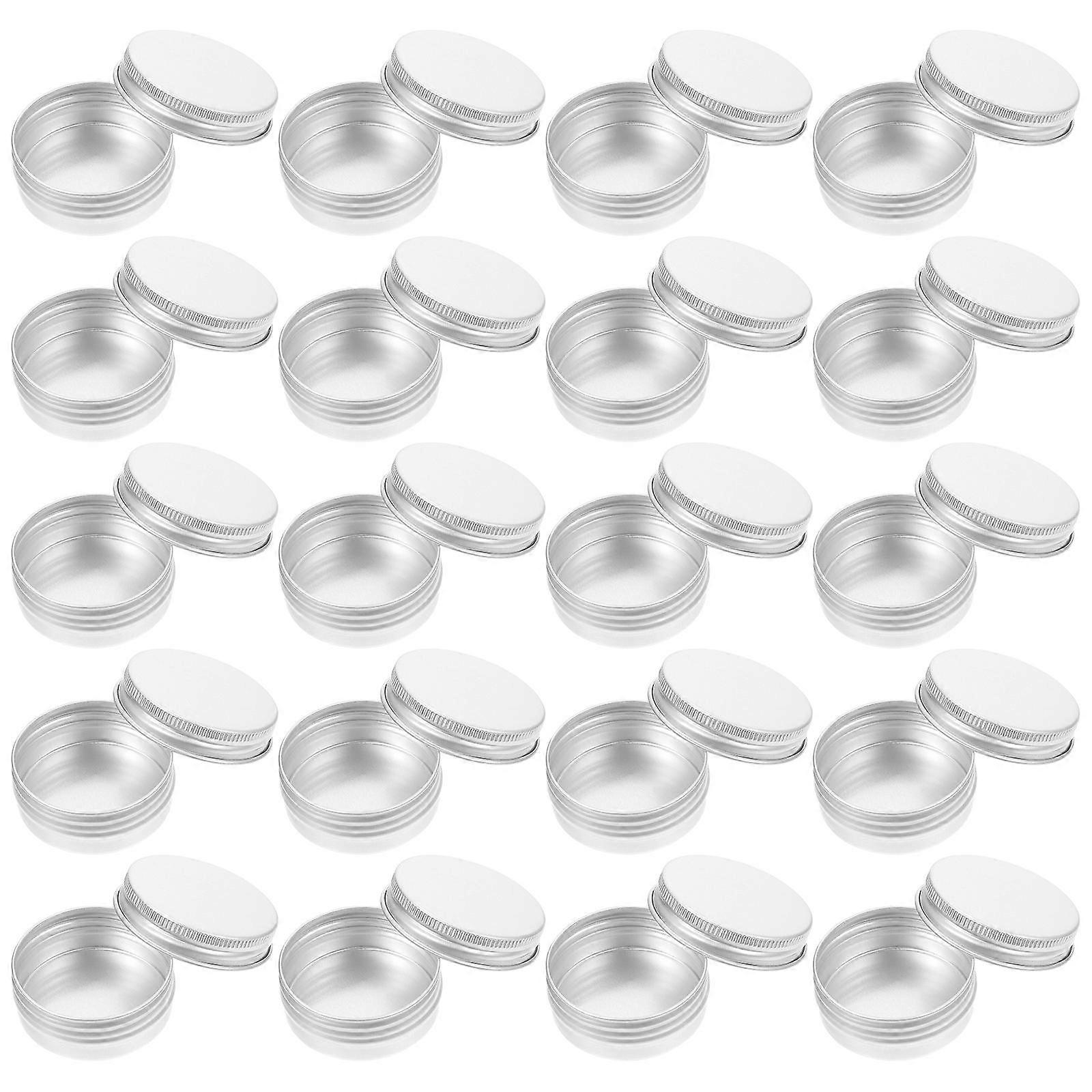 Balm Containers Metal Container With Lid For Camping And Travel Round Shape 4.5X4.5X2.3CM Silver 50Pcs
