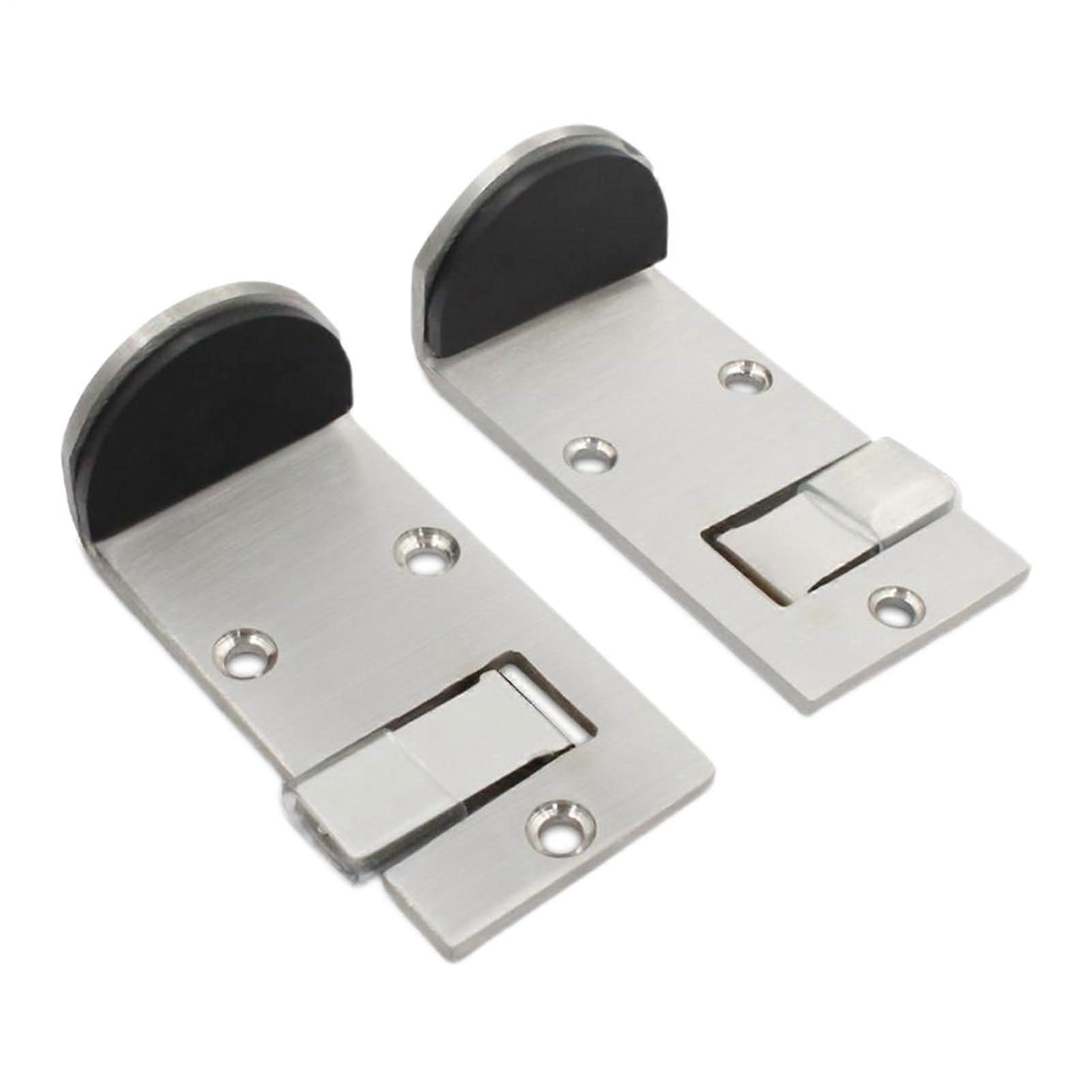 Stainless Steel Floor Door Stopper with Rubber Buffer NoDrill Foldable Holder