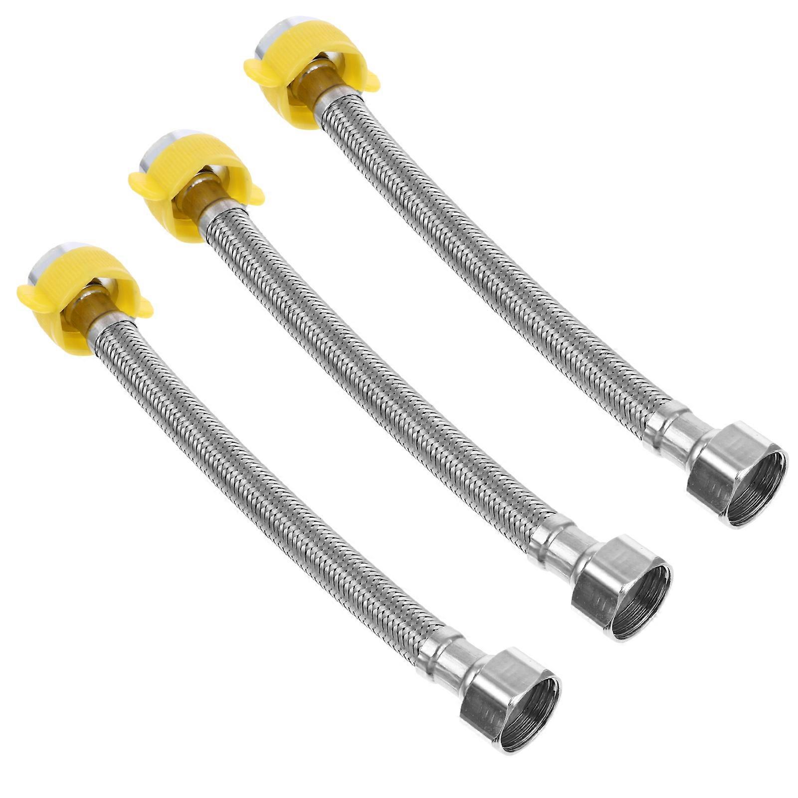 3 pcs 304 Stainless Steel Bathroom Hose for Home Use Silver Corrosion Resistant Durable Flexible Sprayer Connection Tube 5.9ft