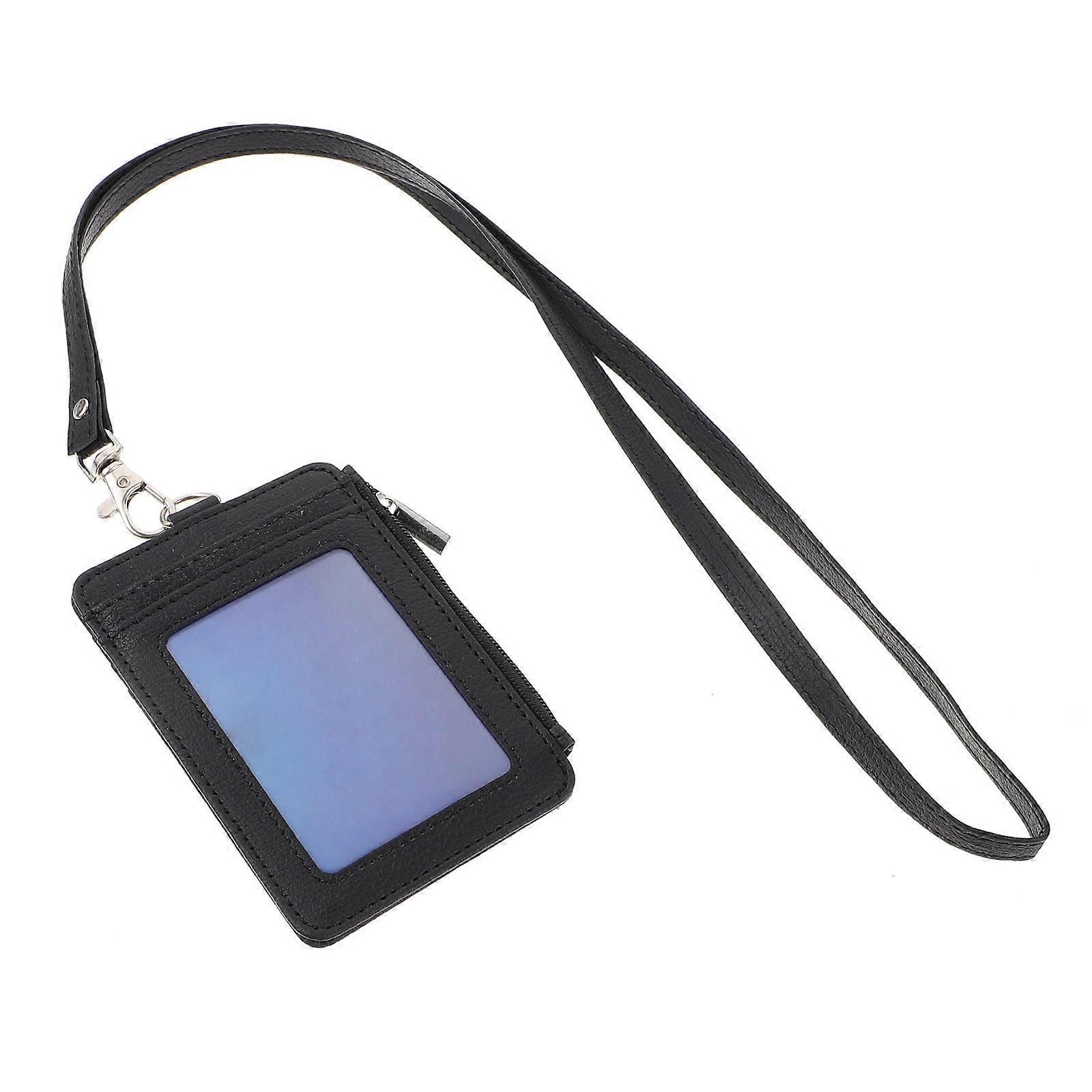 Here's a polished and professional product description based on your input:
**Portable Teacher ID Badge Holder with Lanyard – Multi Card PU