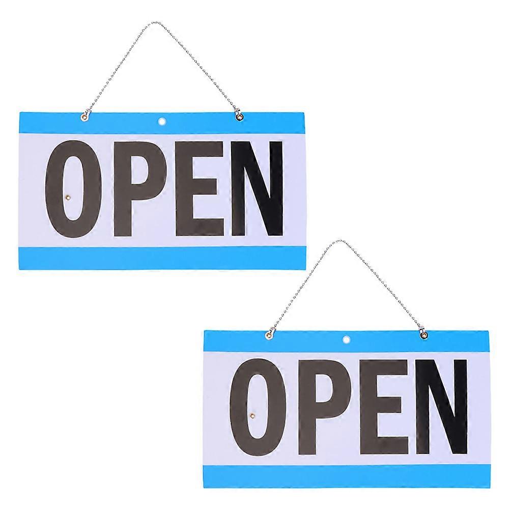 Open Closed Sign With Clock Open Sign With Hours Blue Business Owners 2Pcs