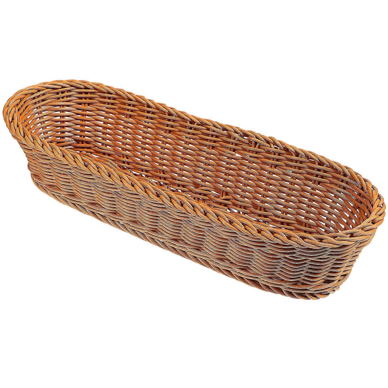 Woven Bread Basket Storage Tray for Fruits Snacks, Easy Clean, Rustic Design for Home Kitchen Use
