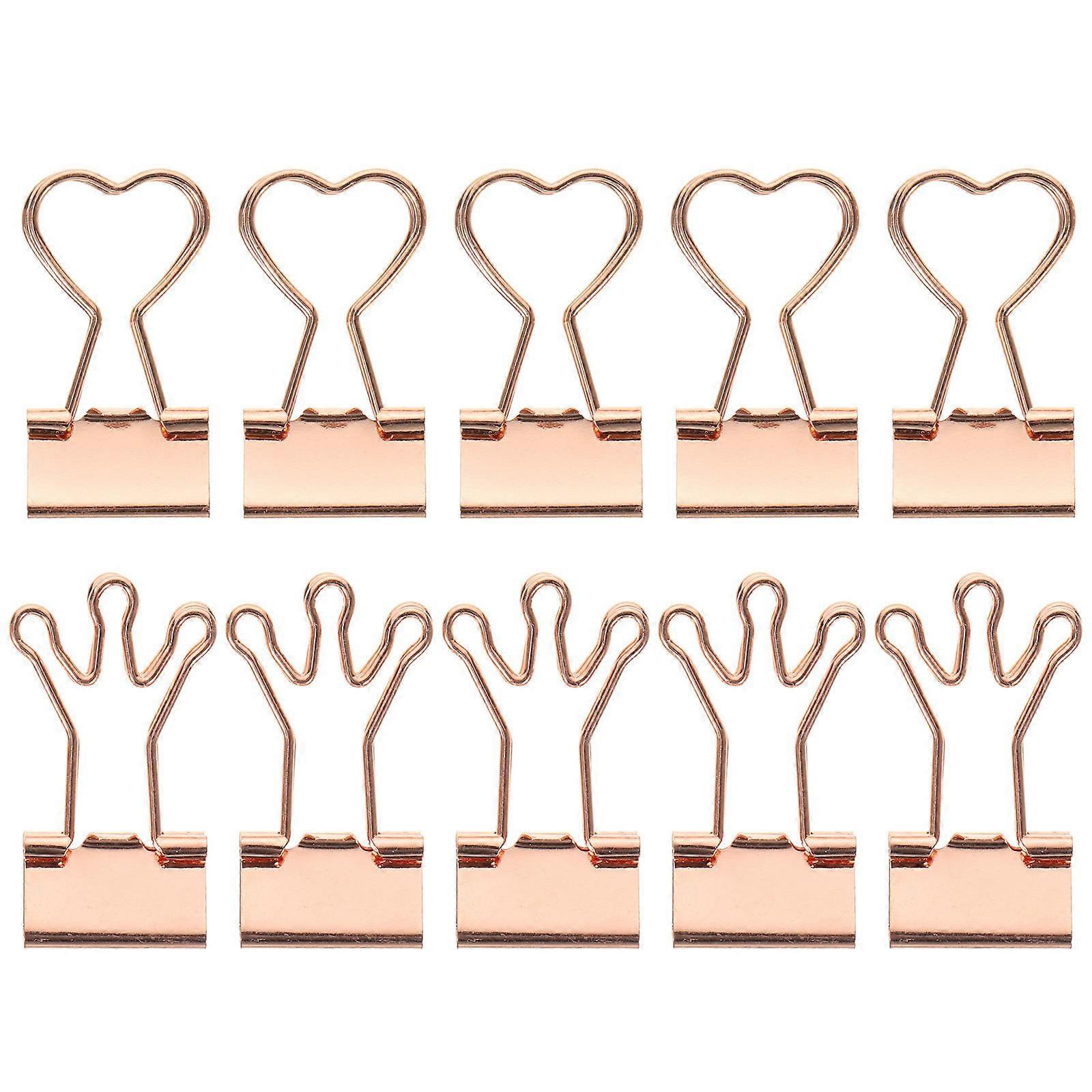 Rose Gold Metal Binder Clips for Home Office Use with Assorted Sizes 10 Pieces
