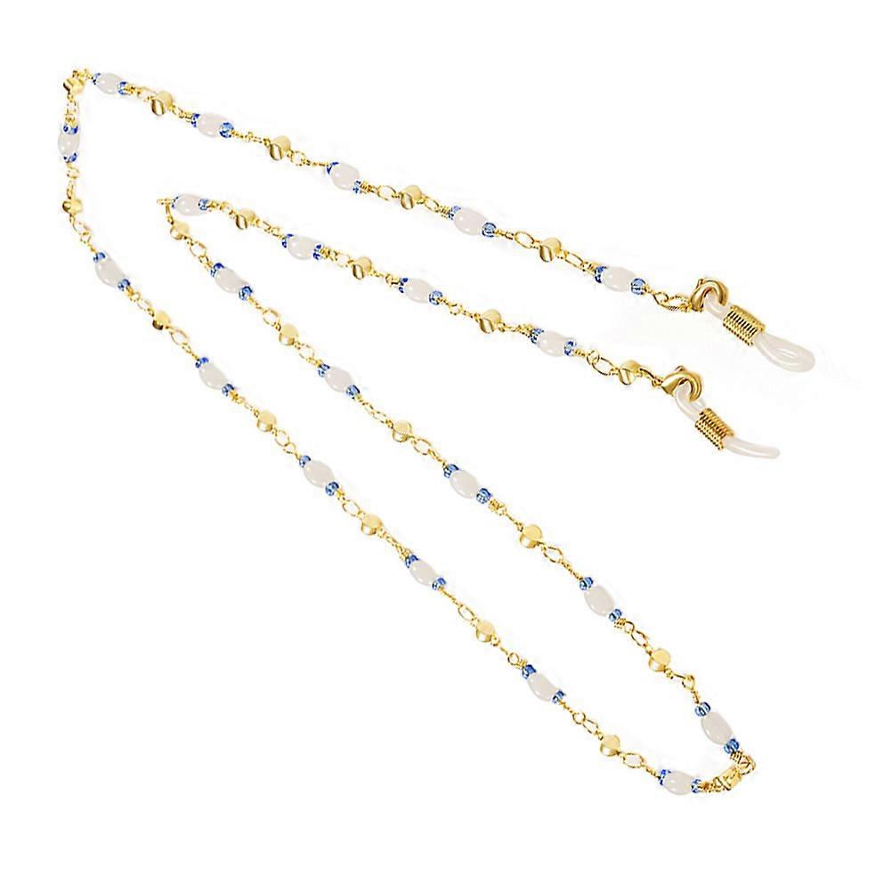 Eyeglasses Straps Eyeglass Chain Beads Inlaid Eyewear Holder for Traveling Golden 79x0.5x0.5cm Prevent Glasses from Falling 1Pack