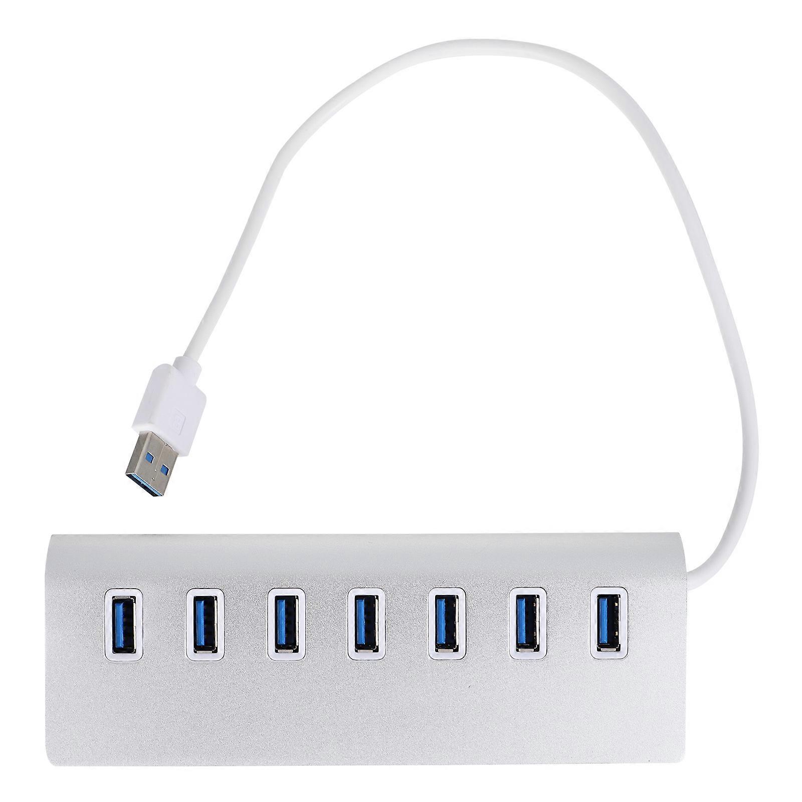 Multi Port Usb Hub for Computer Accessories Data Transfer Charging Backward Compatibility with USB2 0 1Pack Silver Tilted Design